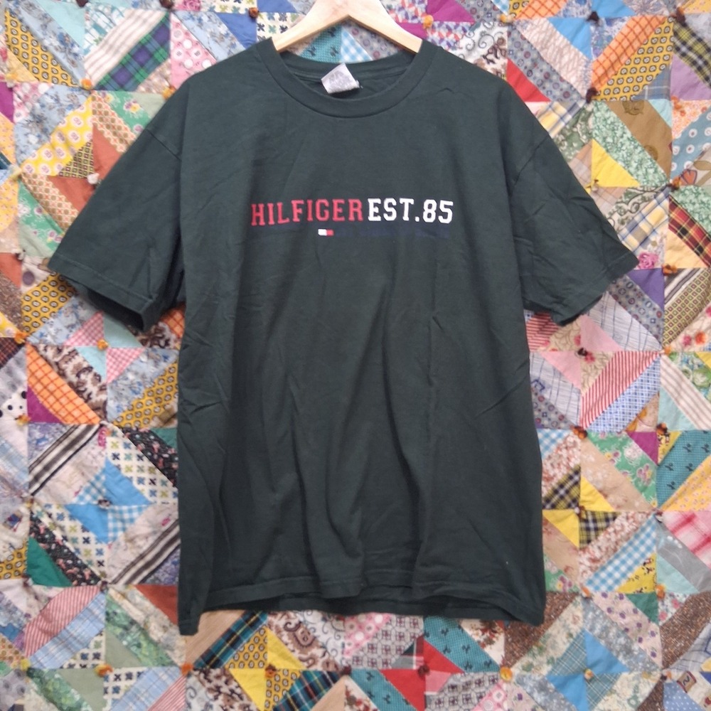 Vintage Y2K Tommy Hilfiger Tommy Jeans Tee Shirt Mens XL Black 90s Streetwear